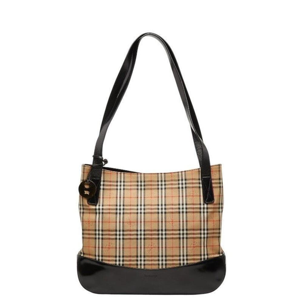 Burberry Nova Check Canvas Leather Tote Bag Beige